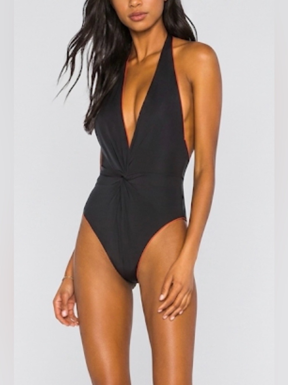 Mara Hoffman Gabriela Black Deep V One Piece Swimsuit XS